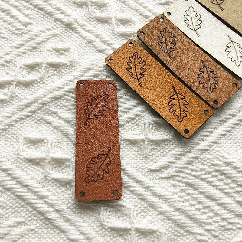 30pcs Sewing labels for clothing custom logo text Personalised leather tags for knitting Rectangle handmade Crochet crafts label