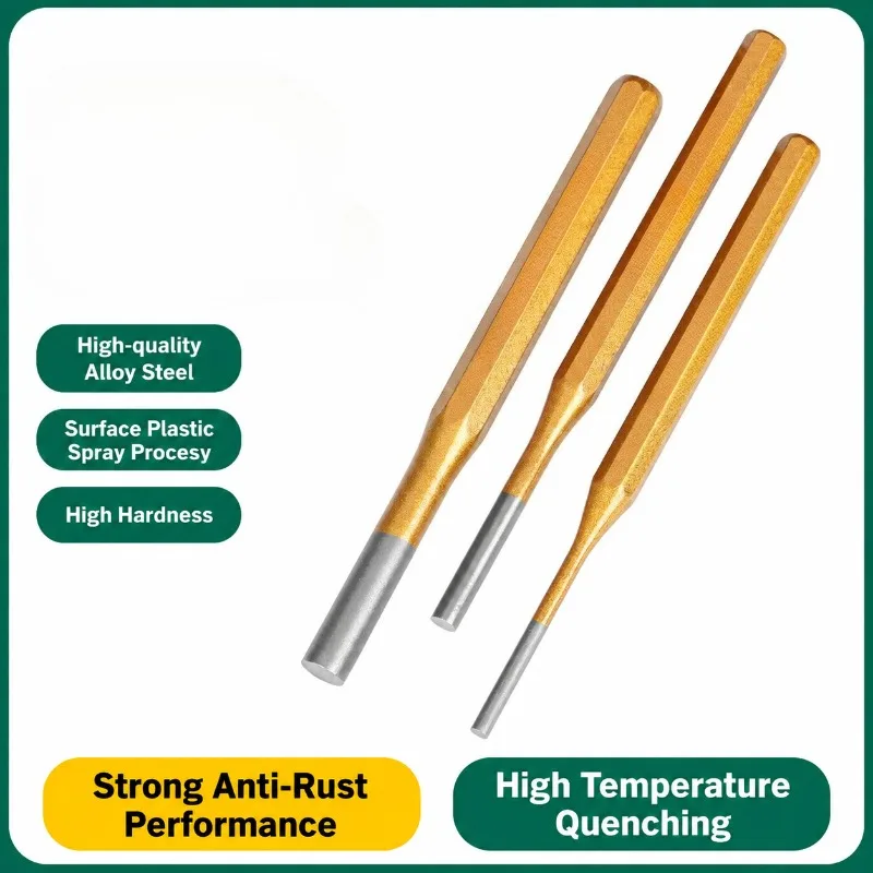 Professional Cylindrical Punch Pin Set 3-8mm Steel Center Punch Chisel Tool for Metal Working Hole Positioning