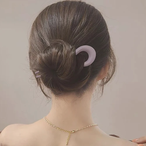 Imagen 2 del producto Palillos para el cabello ondulados esmerilados a la moda, horquilla acrílica en forma de U para el cabello con dos puntas, horquillas para mujeres y niñas, accesorios de peinado de verano