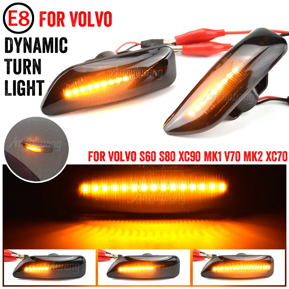 

2Pcs Dynamic Turn Signal Light LED Amber Side Marker Blinker For Volvo S60 V70 XC90 S80 XC70 2000 2001 2002 2003 2004 2005 2006