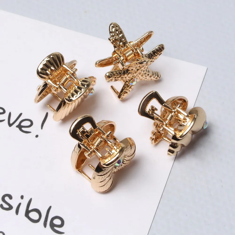 4 Stück Kleine Metall-Muschel-Haarspangen für Frauen und Mädchen, Niedliche Goldene Seestern-Haarklammern, Einzigartige Sommer-Strand-Haaraccessoires – Detail 3
