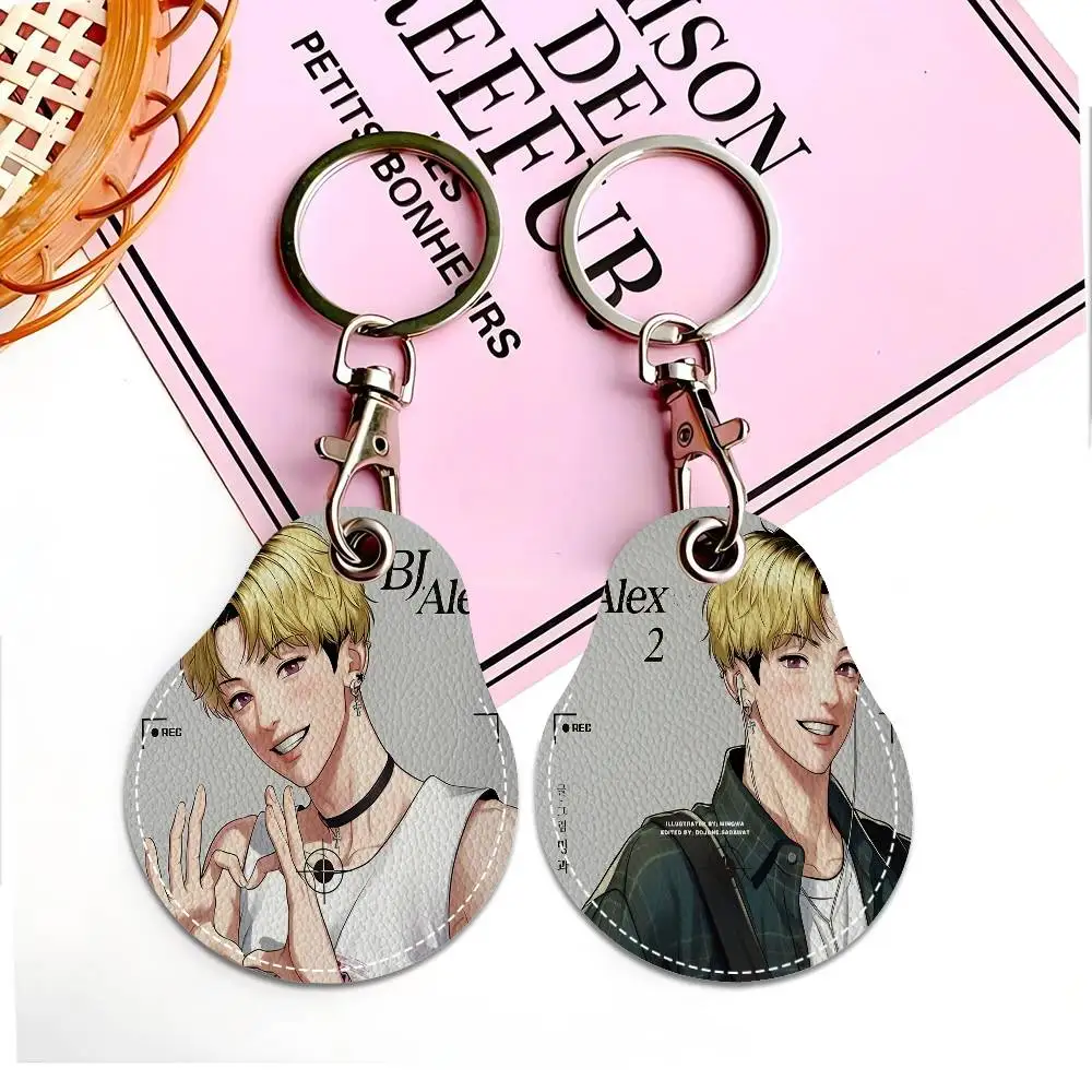 BJ Alex Keyring Leather Access Card Holder Keychain Community Water Drop Proximity Card Protective Case