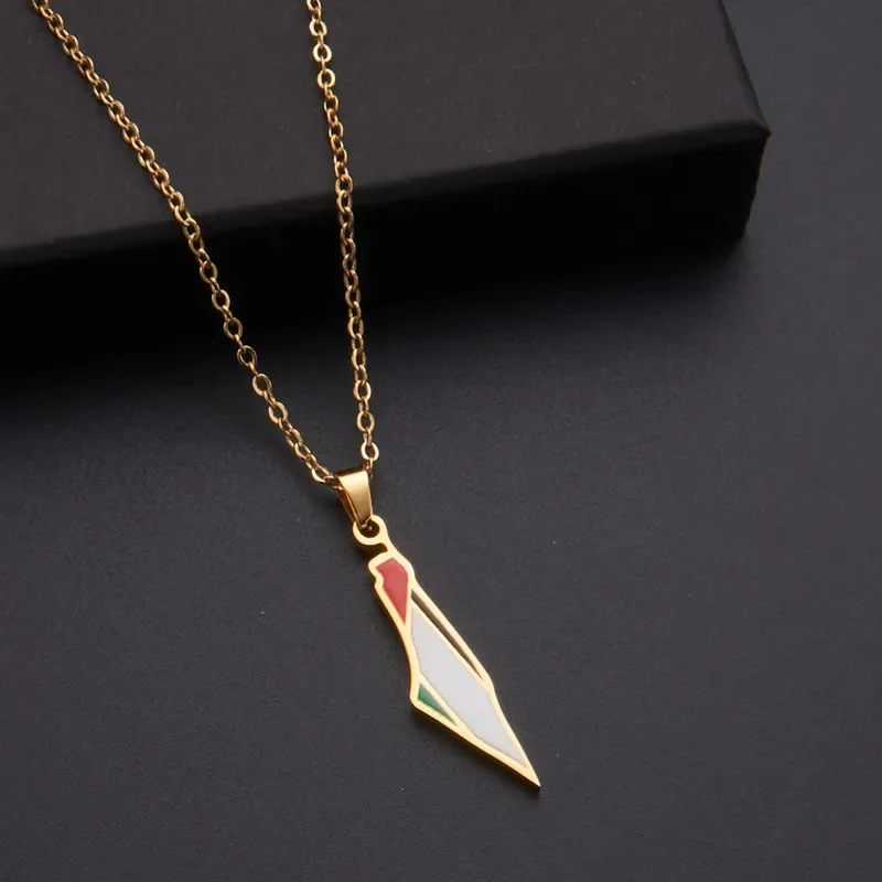 YILUOCD Map of Palestine Pendant Necklace Drip Oil Palestine Map Necklace for Women  Palestinians Ethnic Jewelry Gift Wholesale