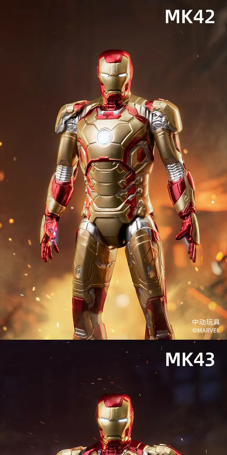 4 Zoll Original 1/10 ZD Toys Iron Man Actionfigur MK1 MK2 MK3 MK4 MK5 MK6 MK7 Tony Stark Anime Puppe Modell Kinder Geburtstagsgeschenk – Detail 6