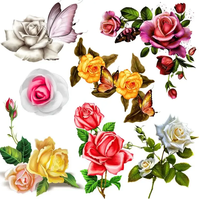 Colorful rose bouquet PVC waterproof toilet decal household appliances concealer self-adhesive wall sticker