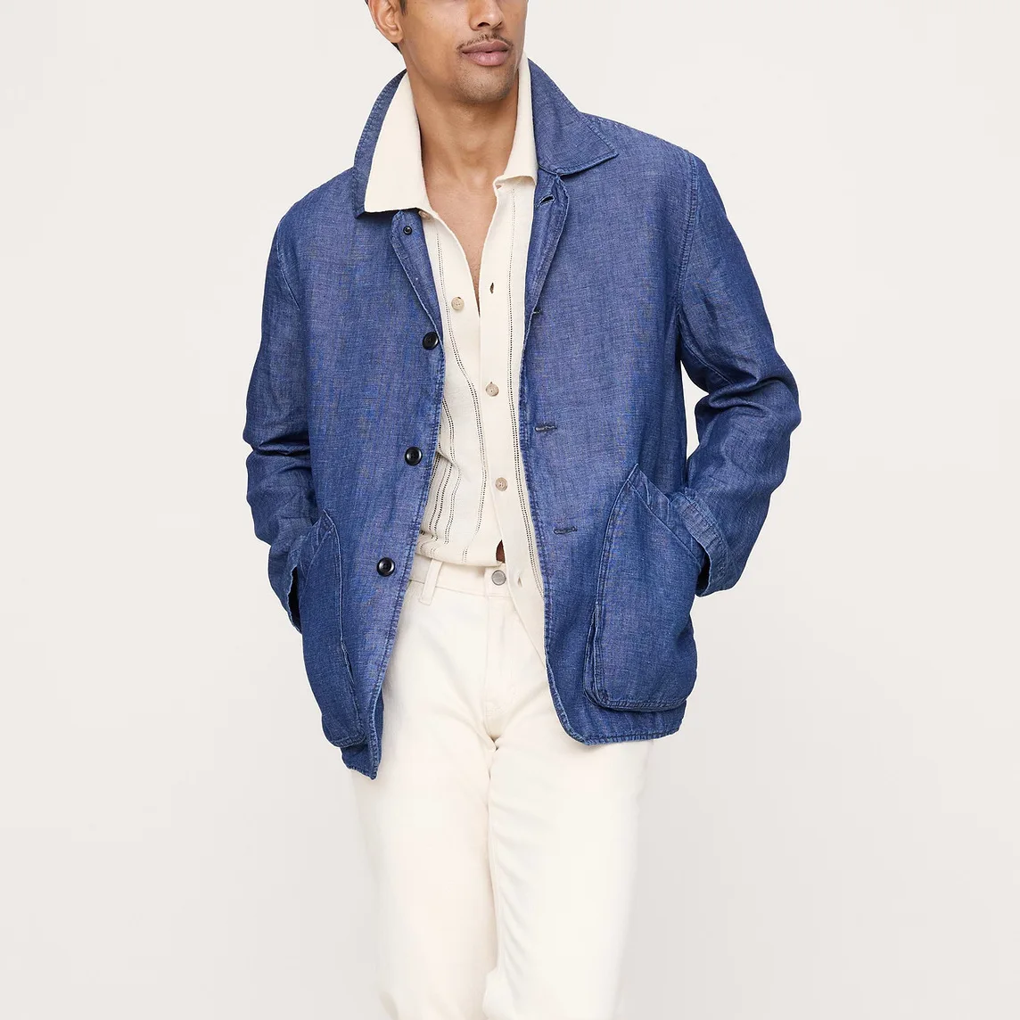European and American style men's summer hollow knit shirt shirt casual cardigan polo shirt men