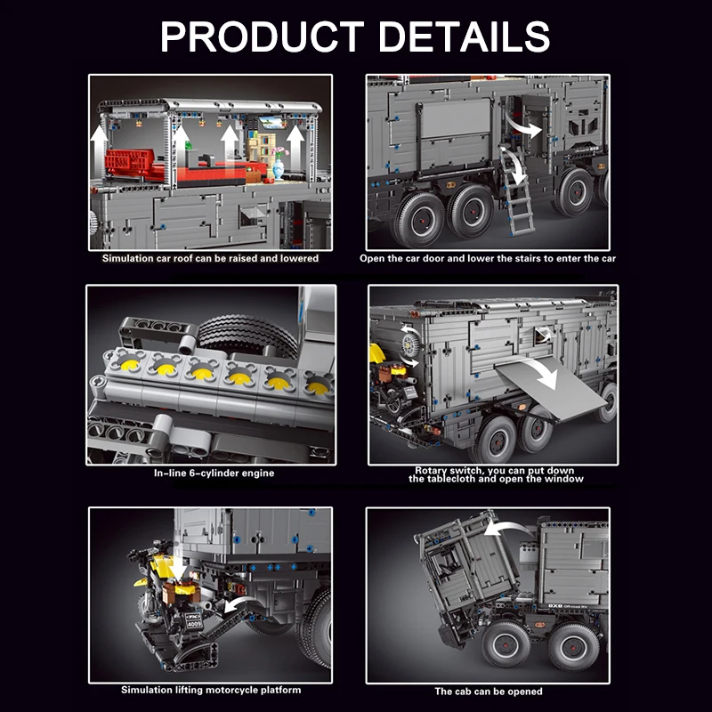 Aplicación técnica para coche, Motor de Control remoto, potencia, Camping, RV, bloques de construcción, modelo MOC, montaje de camión, ladrillos, juego de juguetes para niños, regalo para niños