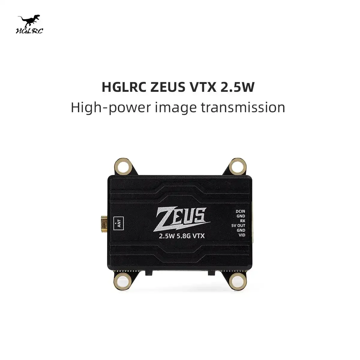 HGLRC ZEUS VTX 2.5W 5.8G 40CH 2500mW Adjustable CNC Shell Heat Dissipation 2-6S LIPO 30X30mm for FPV Freestyle Long Range