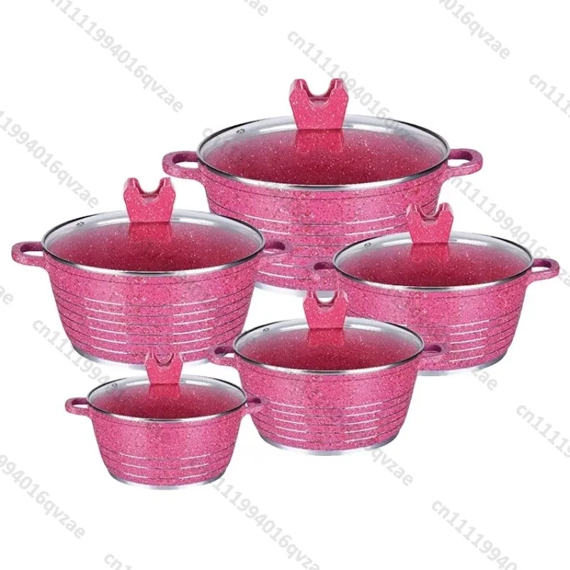 Cookware Set High Quality Green Aluminum Ceramic Sauce Pot Sustainable Metal Household Cookware