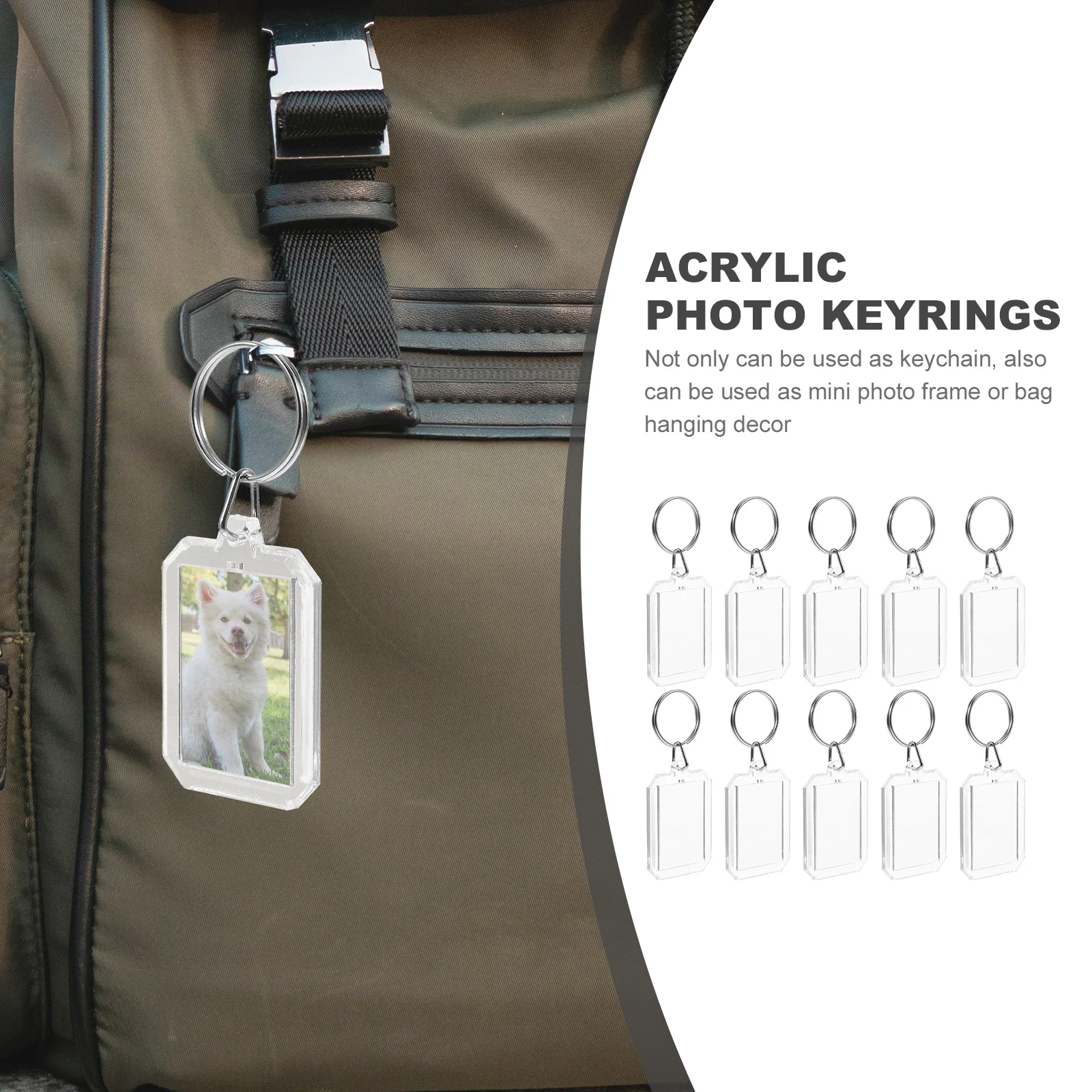 

10pcs Acrylic Photo Frame Keychain Blank Keychains Clear Diy Picture Holder For Bag Decor Portable Mini Keyring Women'S