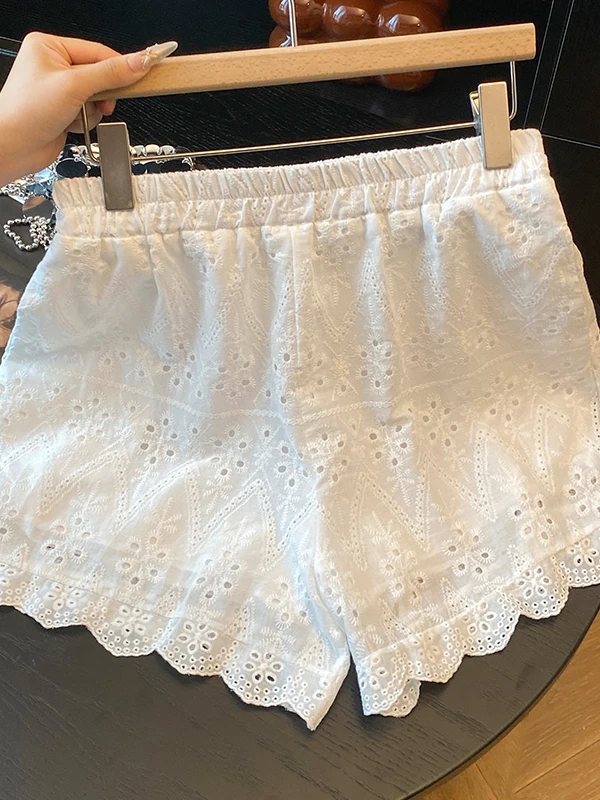 

Повседневные брюки с кружевом для женщин больших размеров, с высокой талией, облегающие, с широкими штанинами, на резинке, летняя модная одежда для женщин больших размеров