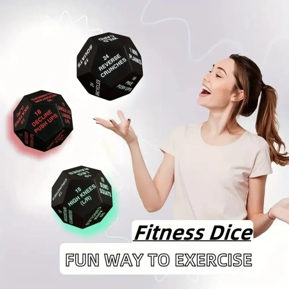Dados portátiles de 12 caras para acción de Fitness, juguete de ejercicio de espuma suave y ligero, dados interactivos divertidos para entrenamiento de peso corporal HIIT