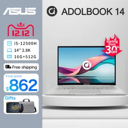 ASUS Adolbook14 Slim Laptop 12th Intel Corei5 12500H 16G RAM 512G SSD 2.5K/2.8K 14Inch Office Laptop