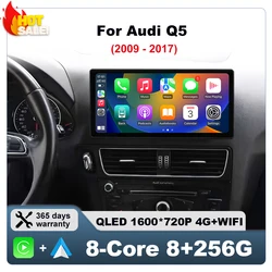 For Audi Q5 2009-2017 Wireless CarPlay Android14 Car Multimedia Stereo GPS Navi Radio Player 4G Bluetooth 10.33inch Touch Screen