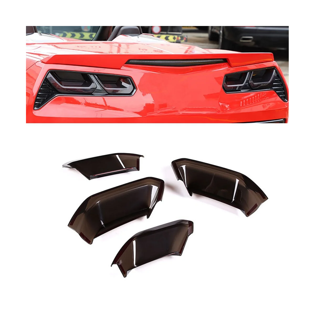 Tampa de luz de nevoeiro traseiro do carro, adesivo guarnição, acessórios-preto fumado, apto para Chevy Corvette C7, 2014-2019