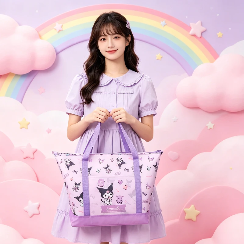 

New Kuromi Crossbody Bag Water Proof Insulation Keep Cold Large Capacity Cute Cartoon Portable Picnic Bag Bags for Woman