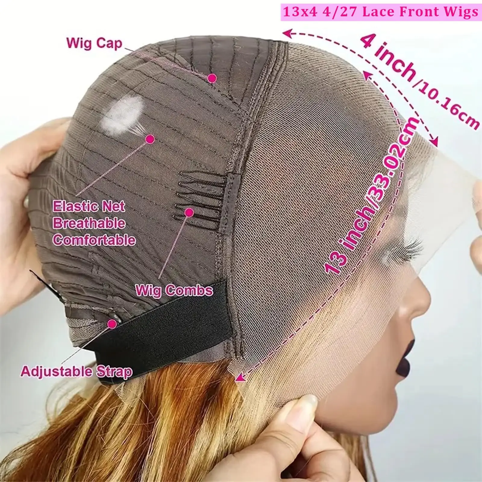 Прямой парик из натуральных волос 13x6 Hd Парик фронта шнурка 4/27 Цвет омбре Бразильский 13x4 Парики фронтальной части шнурка для женщин Предварительно выщипанные
