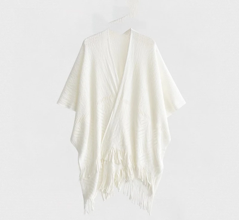 

Новая вязаная шаль в китайском стиле с кисточками, длинная женская накидка-кейп больших размеров