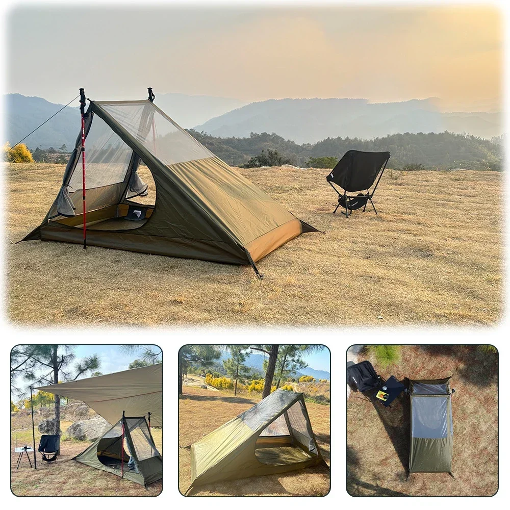 

2025 Airy Mesh Tent Outdoor Camping Mosquito-proof Single Hiking Tent Lightweight Inner Pole-free Tent Backpacking 1 Person Gift
