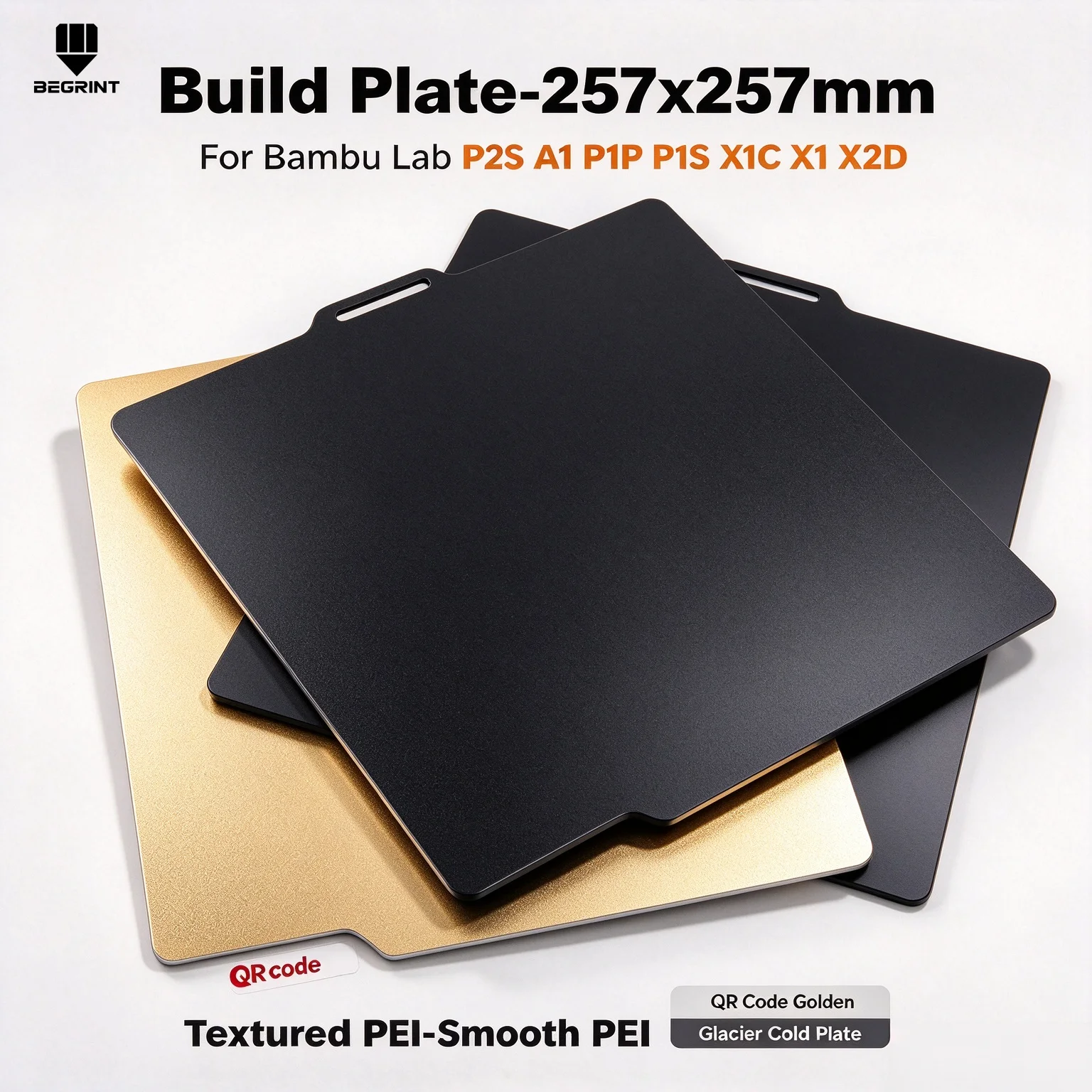 PEI Build Plate 257×257mm Textured Smooth For Bambu Lab P2S X2D A1 X1 P1P For Bambulab P1S 3D Printer Replacement Print Plate