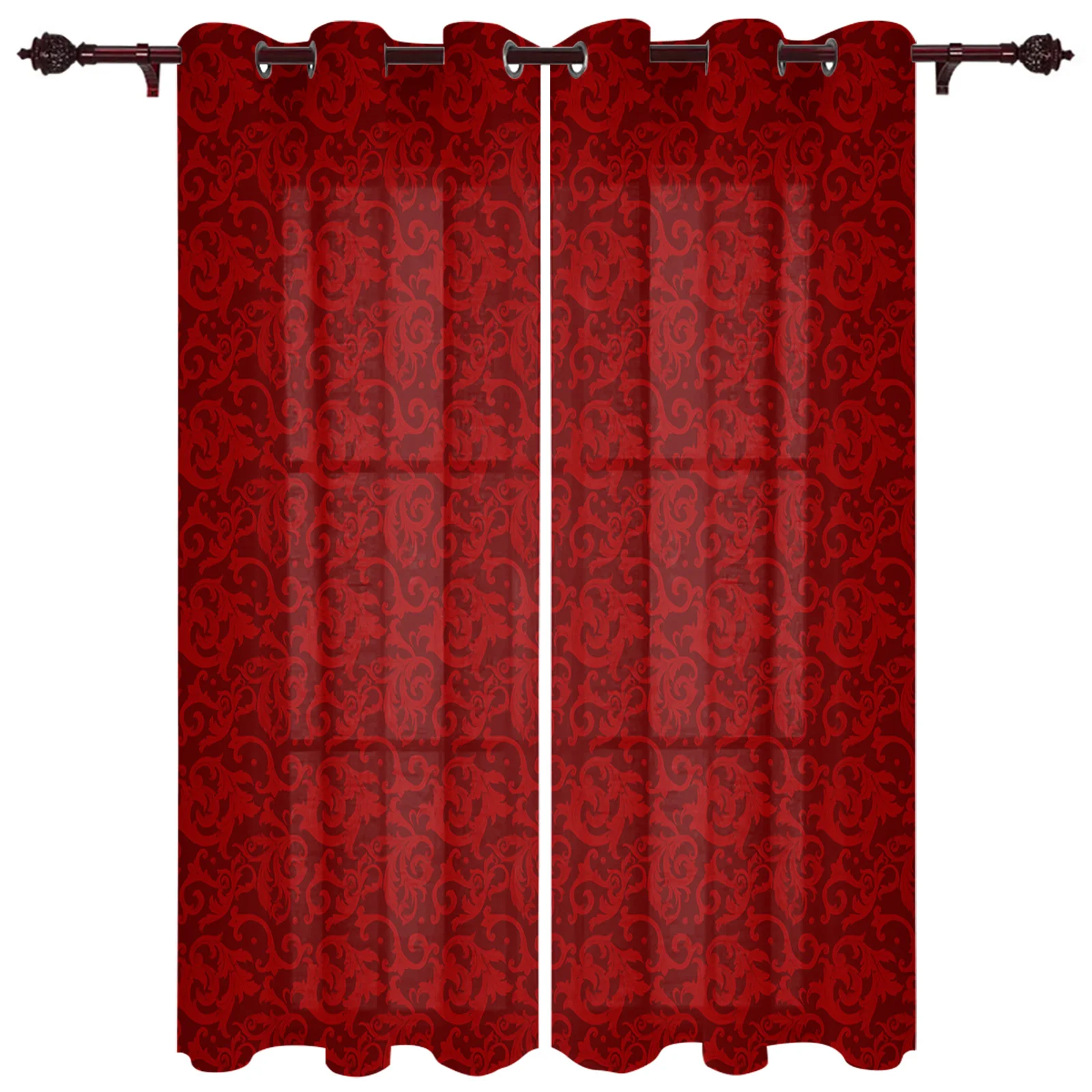 

Winter Christmas Retro Red Pattern Window Curtains for Living Room Luxury Bedroom Curtains Coffee Kitchen Decor Drapes