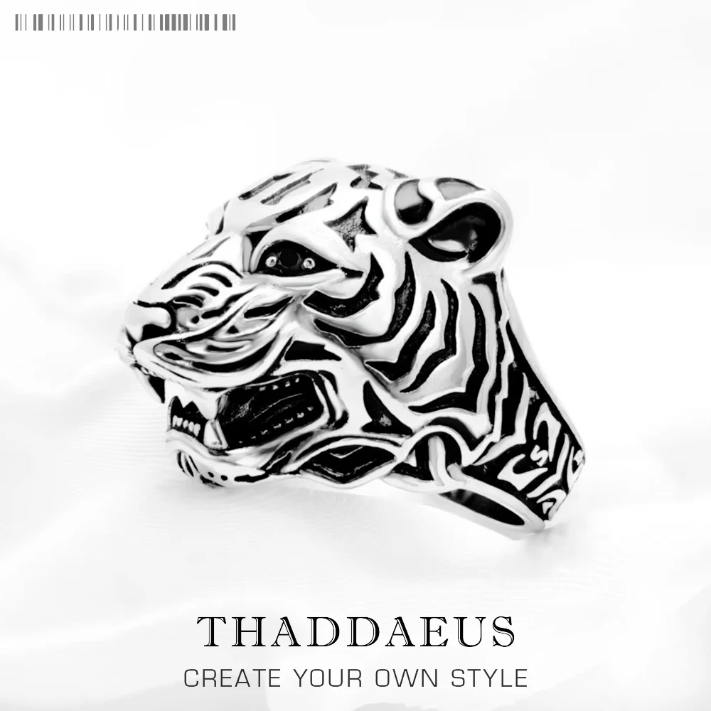 Cincin Emas Tiger Rebel Perhiasan Bagus untuk Wanita Pria, 2022 Hadiah Keberuntungan Pribadi Baru Dalam 925 Perak Murni