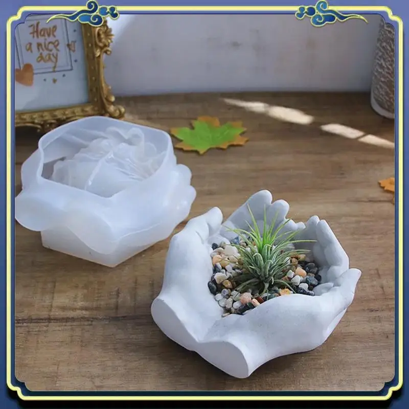 Hand Shape Cement Mold Flower Pot Mold Hand Storage Dish Ashtray Mirror Two-Hand Jewelry Tray Mold Decoration