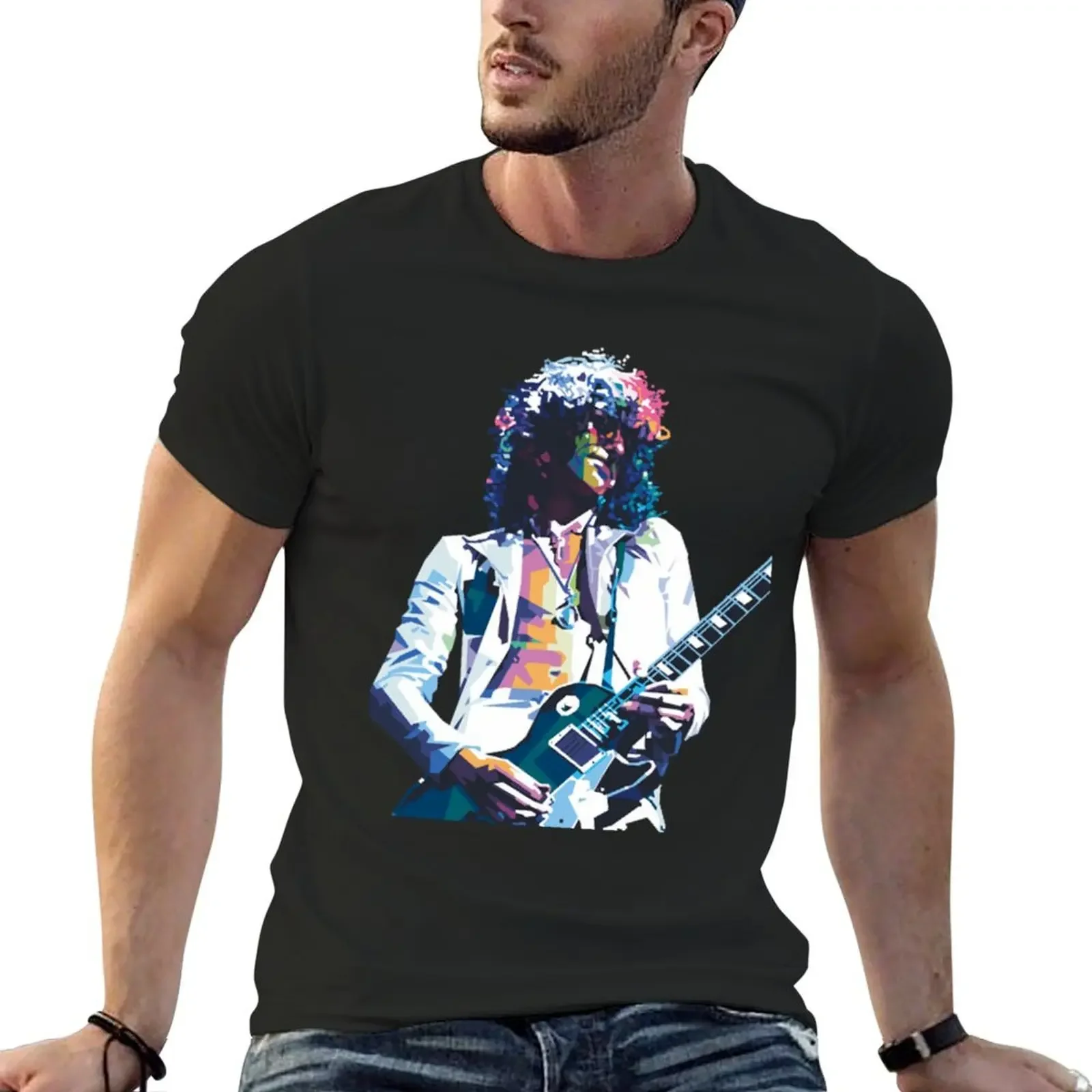 Ropa Camiseta Blanca Hippie Camiseta Estilo Jimmy Page En WPAP, Ropa Hippie  Para Niños, image size:1600x1600