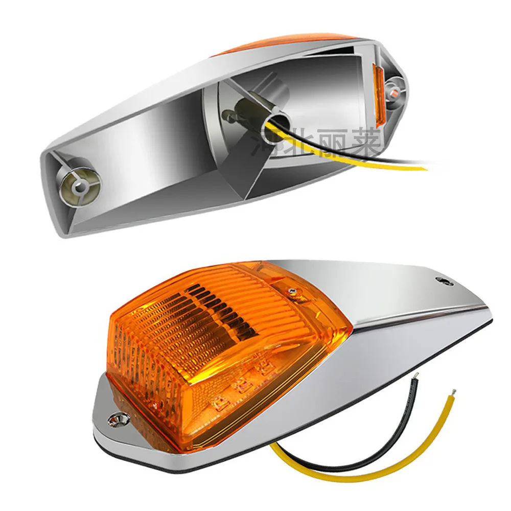 

2 шт. OEM-стиль габаритного фонаря для кабины, 17 светодиодов, янтарный хром, водонепроницаемые ходовые огни на крыше, освещение на крыше и сбоку