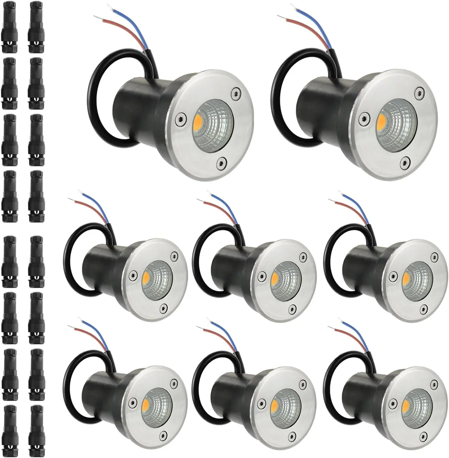 

6 Pack Landscape Lights Well Lights DC12V 24V IP67 Waterproof In Ground Light and Outdoor Lighting for Garden Yard Driveway Step