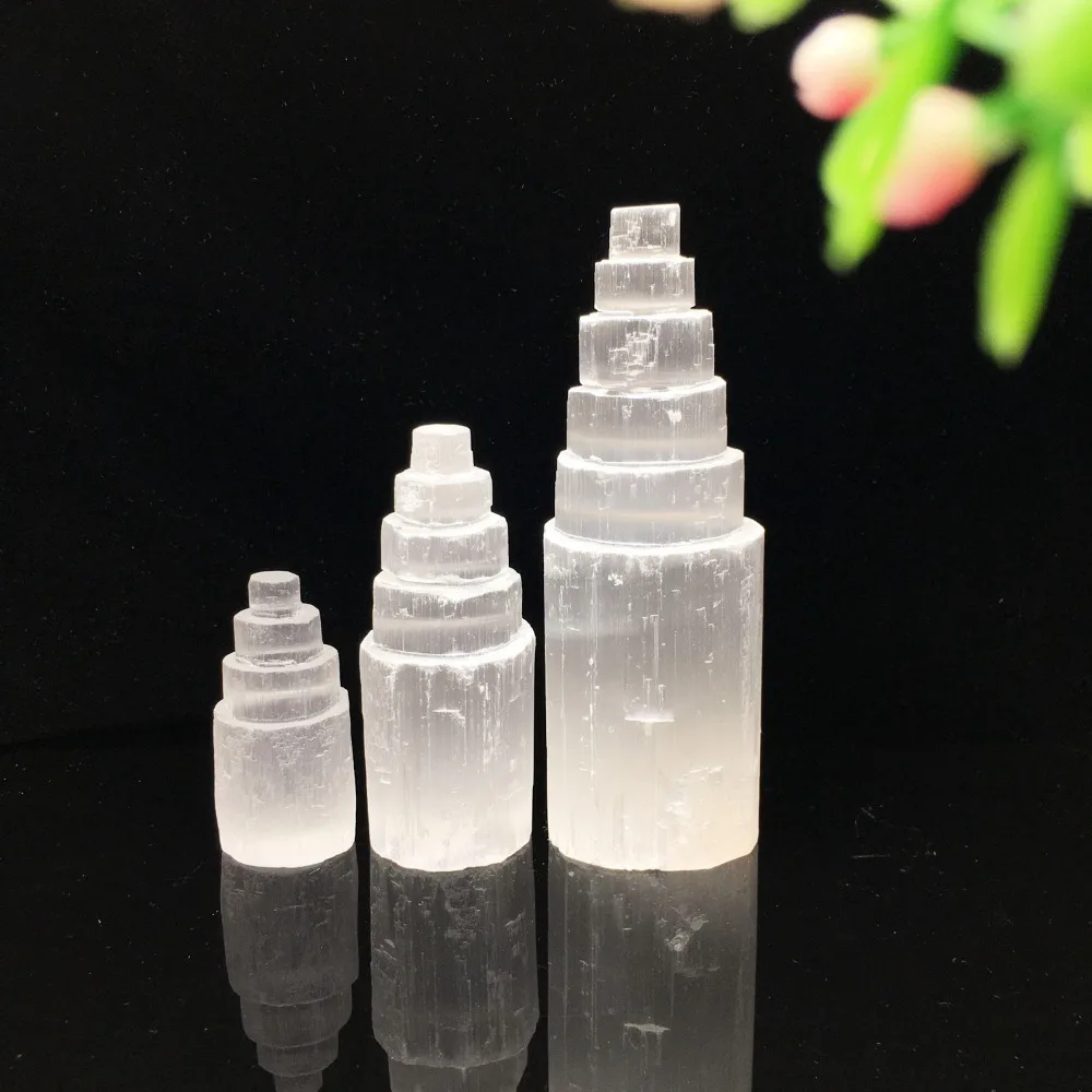 Selenite Crystal Skyscraper Tower Hand Crafted Anxiety Relief Healing Crystals for Meditation Bedroom Decor Gifts