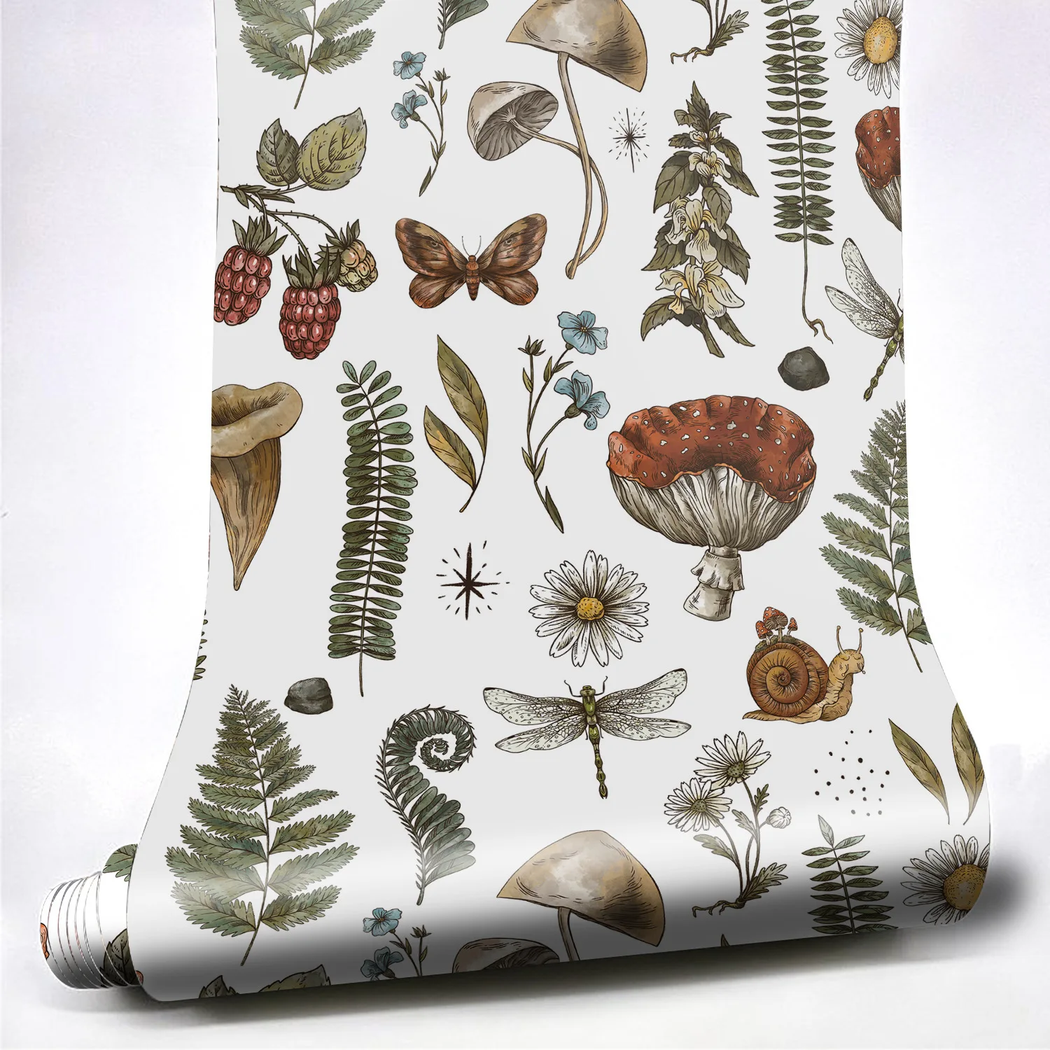 Tropical Jungle Plant Floral Wallpaper Self Adhesive Mushroom Butterfly Leaves Stickers Contact Paper Peel and Stick Wallpaper
