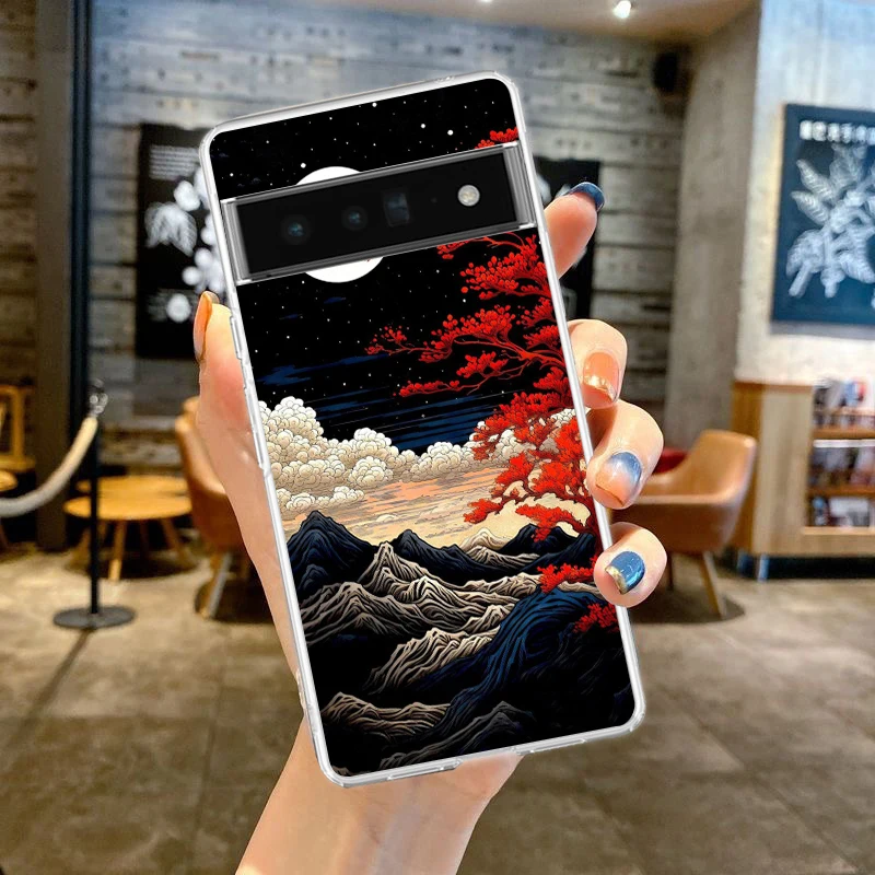 Landscape Painting Phone Case Cover for Google Pixel 8 7 6 5 4 4XL Shockproof Silicone 7A 6A 5A 4A 3A 3AXLPro Transparent Shell