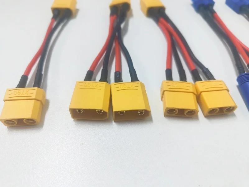 XT60/EC5 Parallel Battery Connector Male/Female Cable Dual Extension Y Splitter/ 2-Way 14AWG Silicone Wire for RC Battery Motor