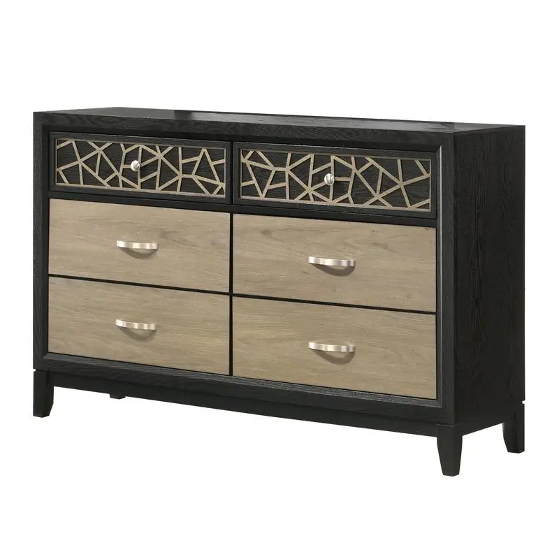Moderne zeitgenössische Kommode, Holzkonstruktion, schwarzes und natürliches Finish