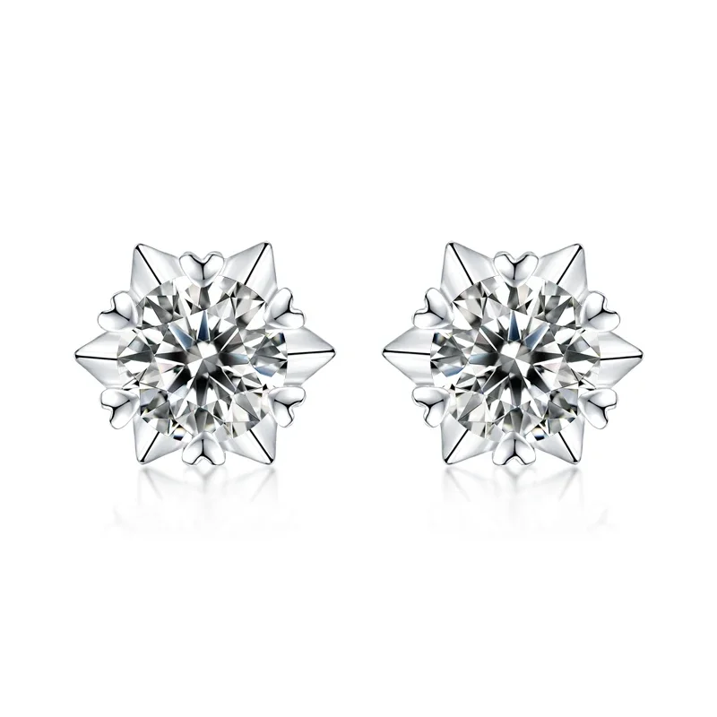 

Genuine 0.5ct Moissanite Diamond Snow Stud Earrings Ladies Solid 925 Sterling Silver Earring for Wedding Jewelry