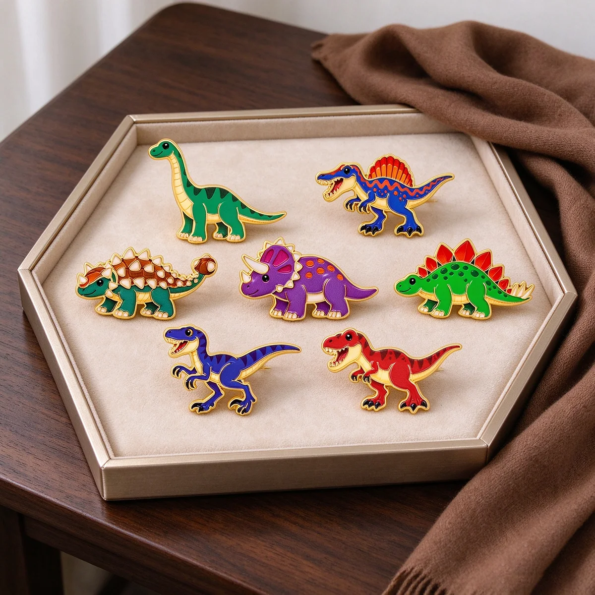 Prehistoric Animal Enamel Pins Cartoon Dinosaur Brooch Lapel Pin Badge on Clothing Accessory Fashion Jewelry Gift For Friends