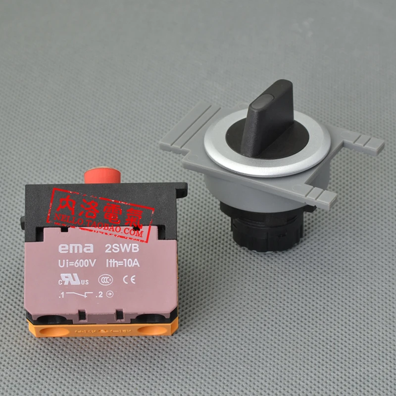 [SA]EMA 30mm illuminated selector switch E3S1 / 2K * .I gear knob 2 self-resetting / auto-lock 6/12 / 24V--10pcs/lot