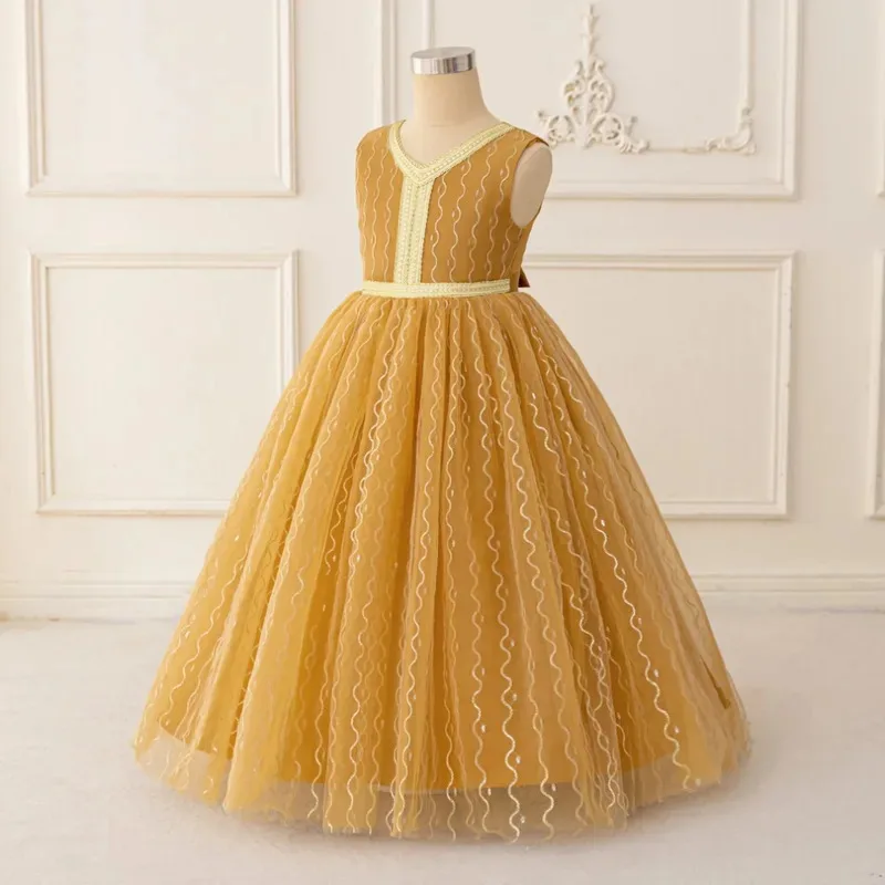 

COSda@2025 Elegant Girl's Sequin Dress Children's Sequin Sleeveless Mesh Princess Dress Carnival Banquet Performance ClothingCOS