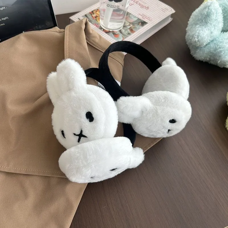 AliExpress Kawaii Cartoon Miffy Rabbit Plush Earmuffs Winter Ear Protection Anti Freeze Cycling Earmuffs Cute and Warm Ear Covers Girl Gift