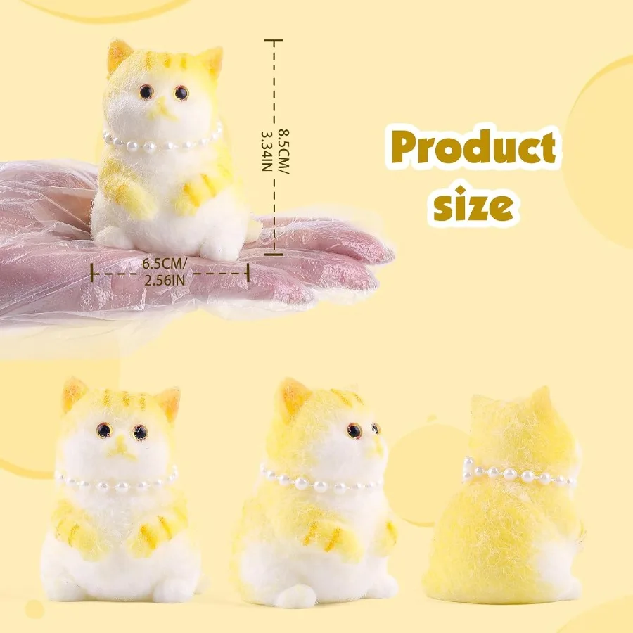 Anboor Small Cat Squishies Toy Soft Golden Shaded Cat Squeeze Stress Relief Toys with Necklace Cute Realistic Animal Sensory Fi