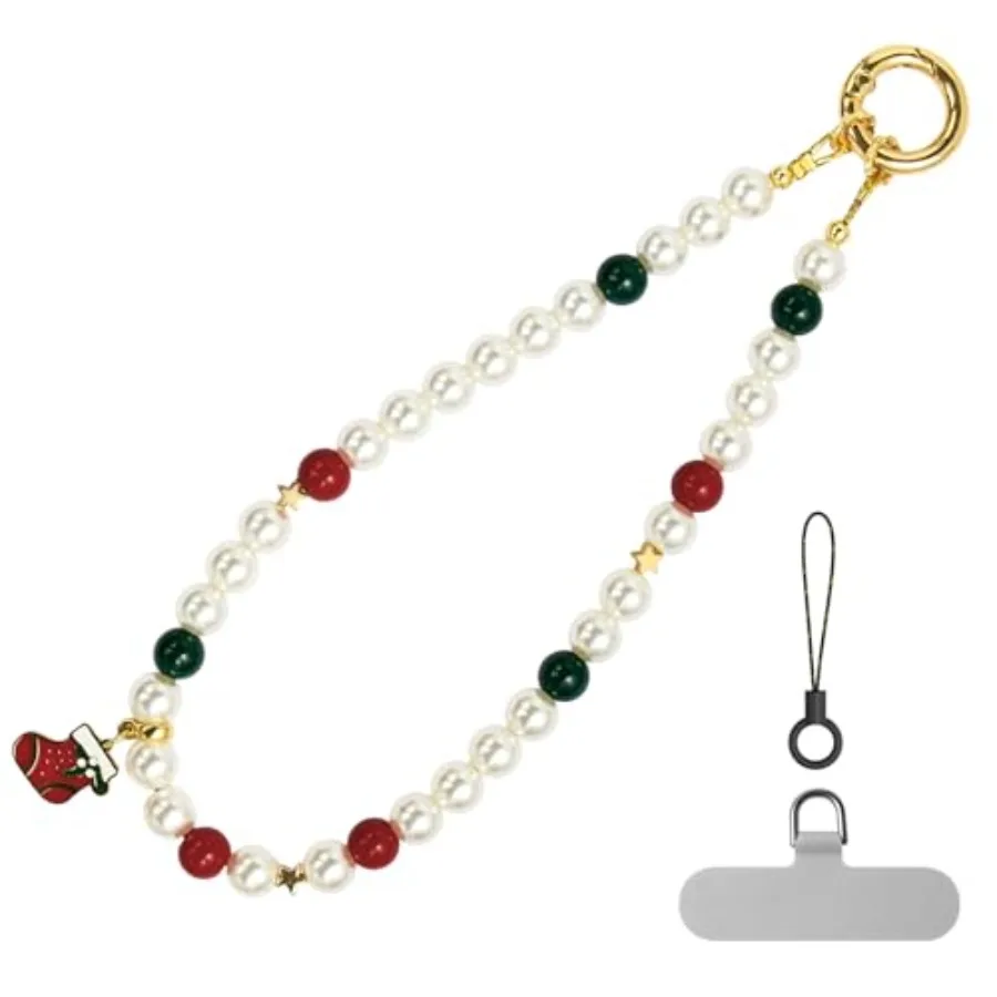 

pcgaga Pearl Beaded Phone Charm, Phone Wrist Strap, Handmade Bracelet Straps, Anti-Lost Lanyard Wrist Chain for Airpods Women G