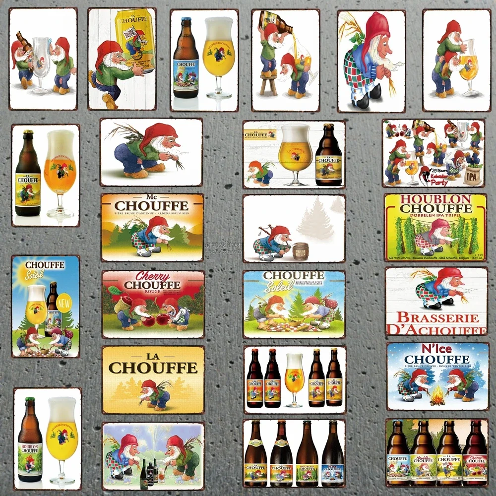 Chouffe Bier Retro Metall Zinn Sig Vintage Platte Wand Pub Restaurant Badezimmer Dekorationen Für Home Art Decor Eisen Poster DU-491