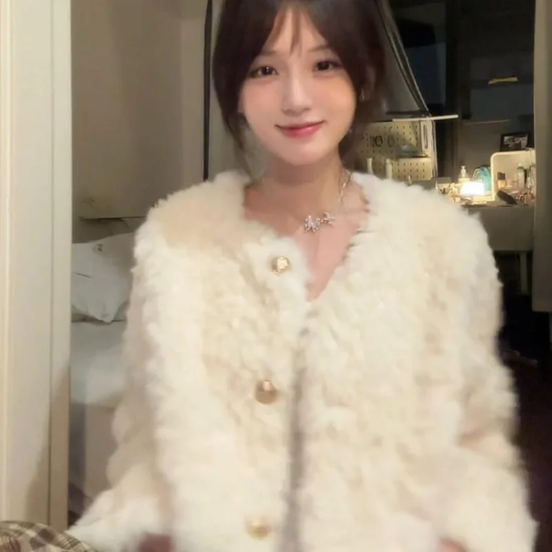 

Super Beautiful Lamb Fur Coat for Women in Autumn and Winter Thickened Cotton Jacket