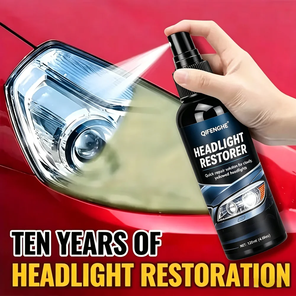 Headlight Restorer Quick Repair for Cloudy Yellowed Headlights No Polishing Needed Easy Convenient Application Safe Corrosion-Fr