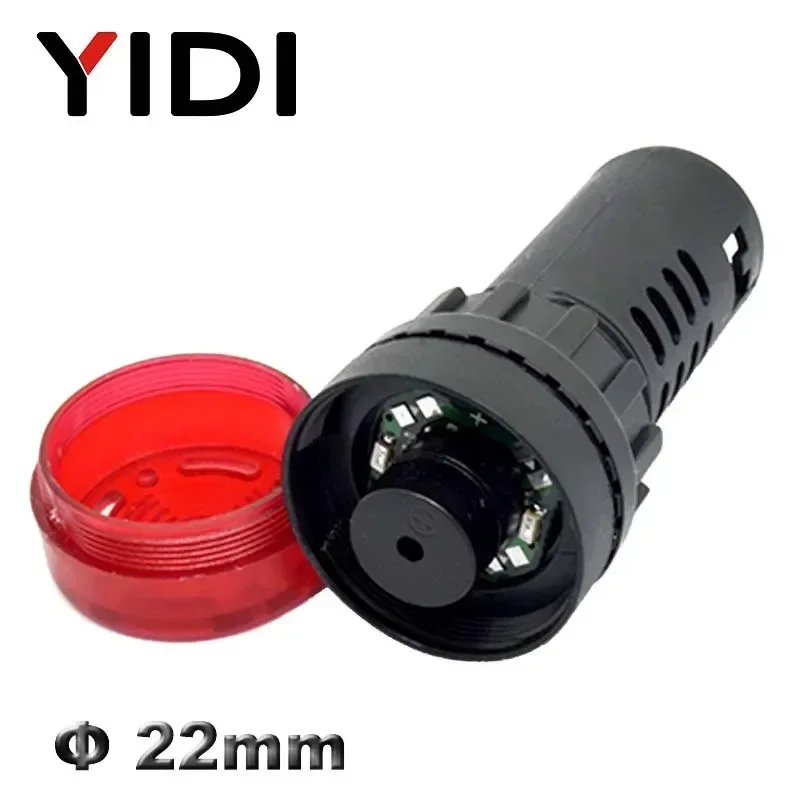 Imagem -06 - Led Panel Mount Luz Indicadora Buzzer Alarm Signal Lamp Vermelho Verde Amarelo Flash 12v 24v 110v 220v Ad1622sm 22 mm