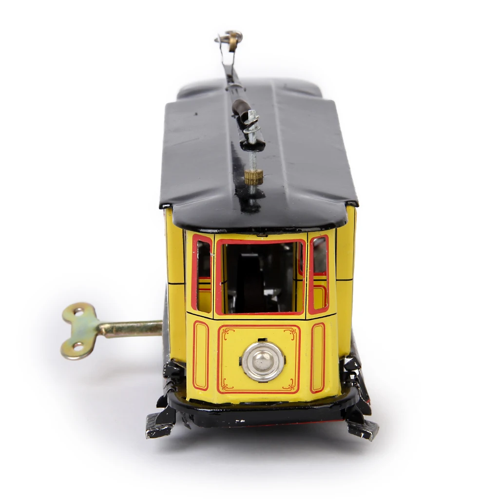 Classic Vintage Tin Trolley Wind Up Tram Model Retro Streetcar Tin Toy for Office Shelf and Collection