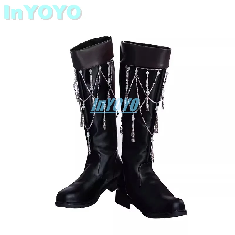 InYOYO Hua Cheng-Botas de cuero de combate universales para hombre, zapatos Heaven Official's Blessing, Huacheng Tian Guan Ci Fu, Cosplay