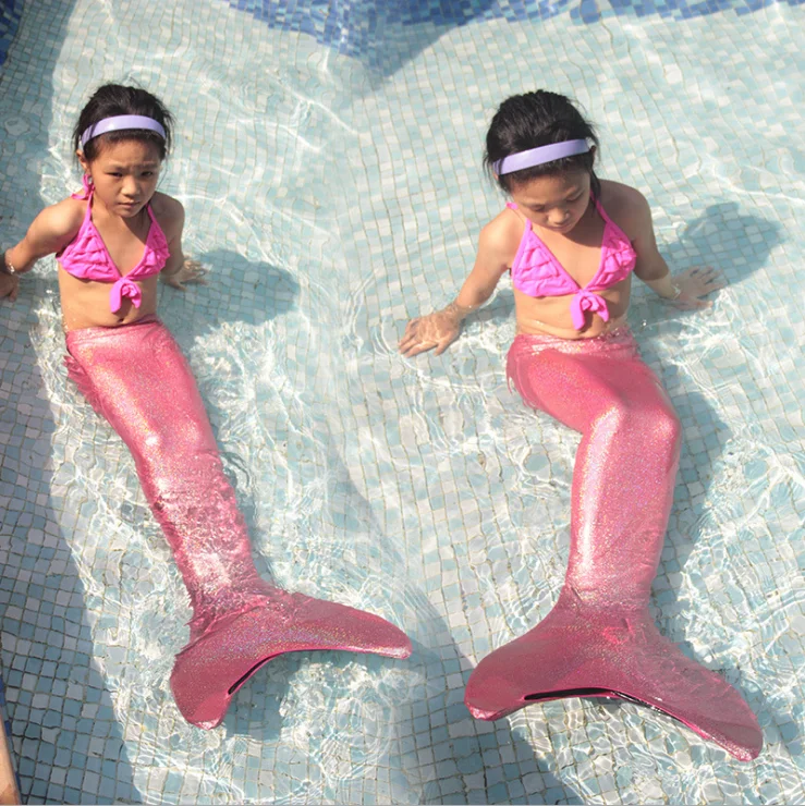 New Kids Girl Sparkle Swimming Mermaid Tail Swimmable Mermaid Tail Flippers Swimwear