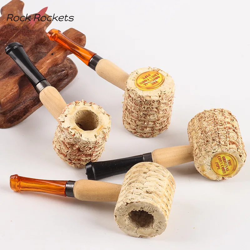 R&R 10Pcs Disposable Corn Shape Smoking Pipe Natural Corncob Herb Tobacco Pipes Cigarette Filter Pipes Tools Smoke Accessories